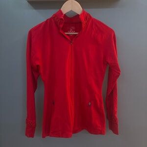 SPANX Red Slim Zip-Front Bomber Jacket